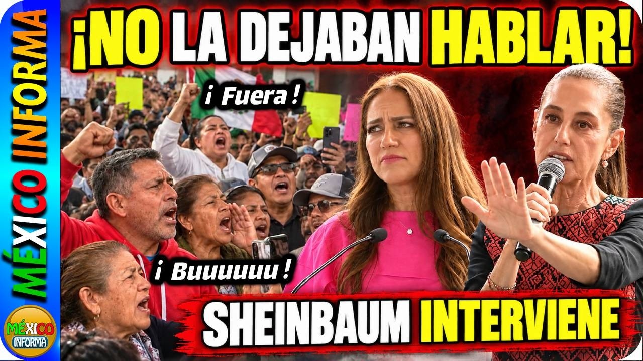 NO LA DEJABAN NI HABLAR.GRITOS Y RECLAMOS A LA GOBERNADORA PANISTA DE GUANAJUATO.SHEINBAUM INTERVINO