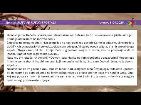 V. korizmeni tjedan – utorak (Iv 8,21-30)