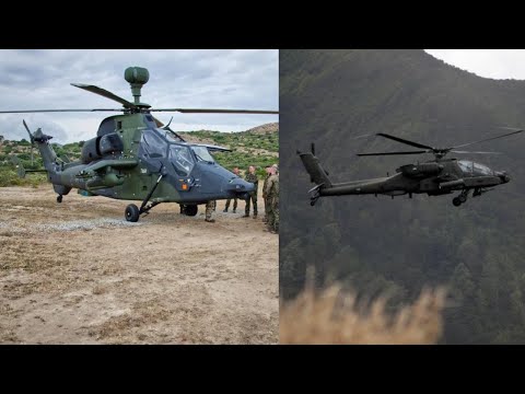 German Tiger and US AH-64 Apache attack helicopter together