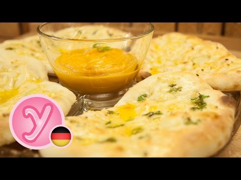 Fluffiges NAAN-Brot mit Butter und Knoblauch - ein leckeres vegetarisches Gericht