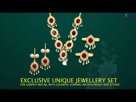 Exclusive Unique Jewellery Set for Ganpati Mataji, with Colorful Kundan, Micron Polish and Stones video