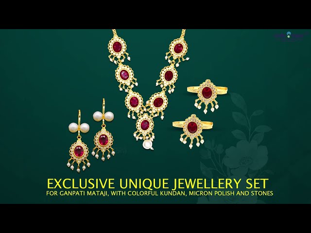 Exclusive Unique Jewellery Set for Ganpati Mataji, with Colorful Kundan, Micron Polish and Stones video