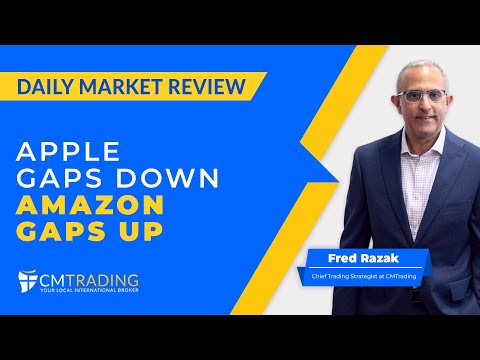 CMTrading Daily Market Review August 7th, 2023 - Apple gaps down, Amazon gaps up.