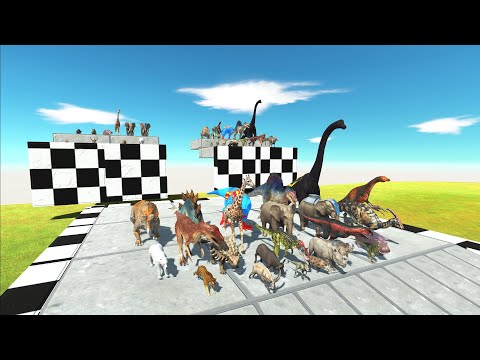 OBSTACLE SPEED RACE DINOSAURS VS ANIMALS TOUTNAMENT - animal revolt battle simulator