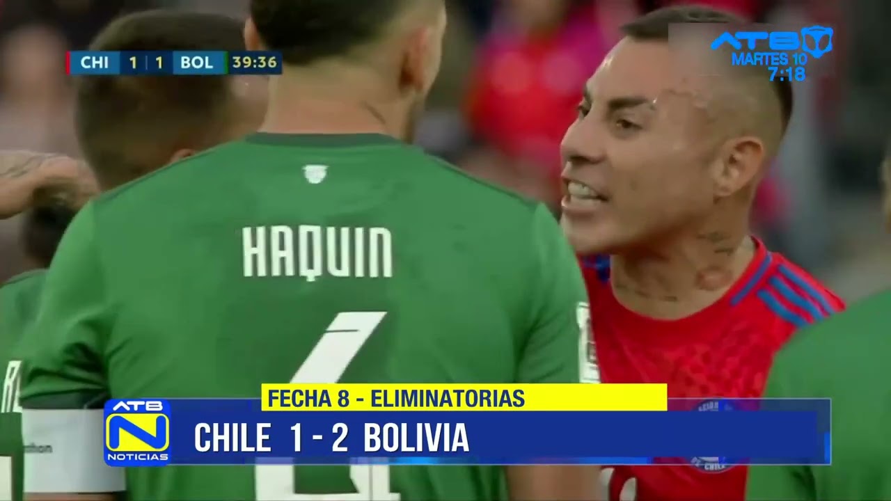 Bolivia sorprende y vence a Chile 2-1 como visitante