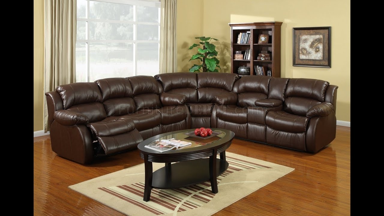 Brown Leather Sectional Sofas with Recliners