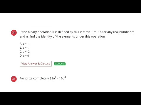 2021 JAMB Question 34 | Binary Operation