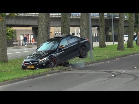Mercedes C63S AMG HARD CRASH INTO A TREE!! Drift goes wrong..