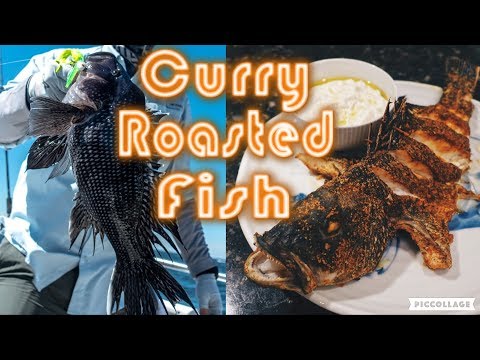 Catch and Cook - Seabass Roasted Whole with Curry and Yogurt Sauce