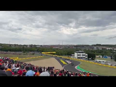 Formula 1 Grand Prix Hungary 2025 - First lap. Hungaroring Chicane 3 Grandstand view.
