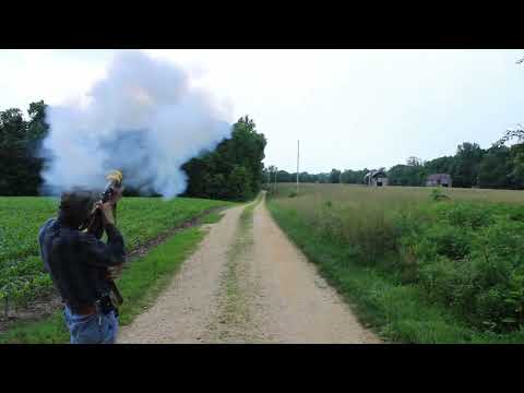 Testing flintlock grenade (tennis ball launcher) model used in the 1720s by England - Living History