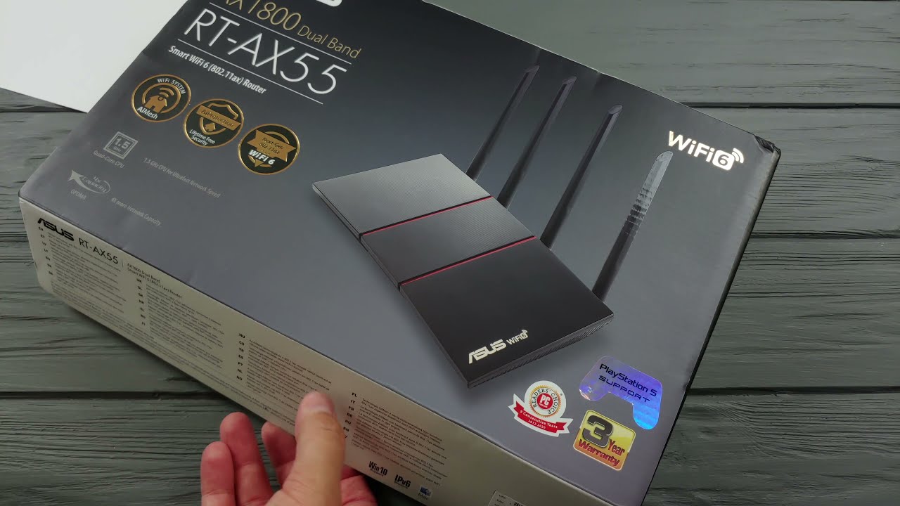 Wi-Fi роутер Asus RT-AX55, черный
