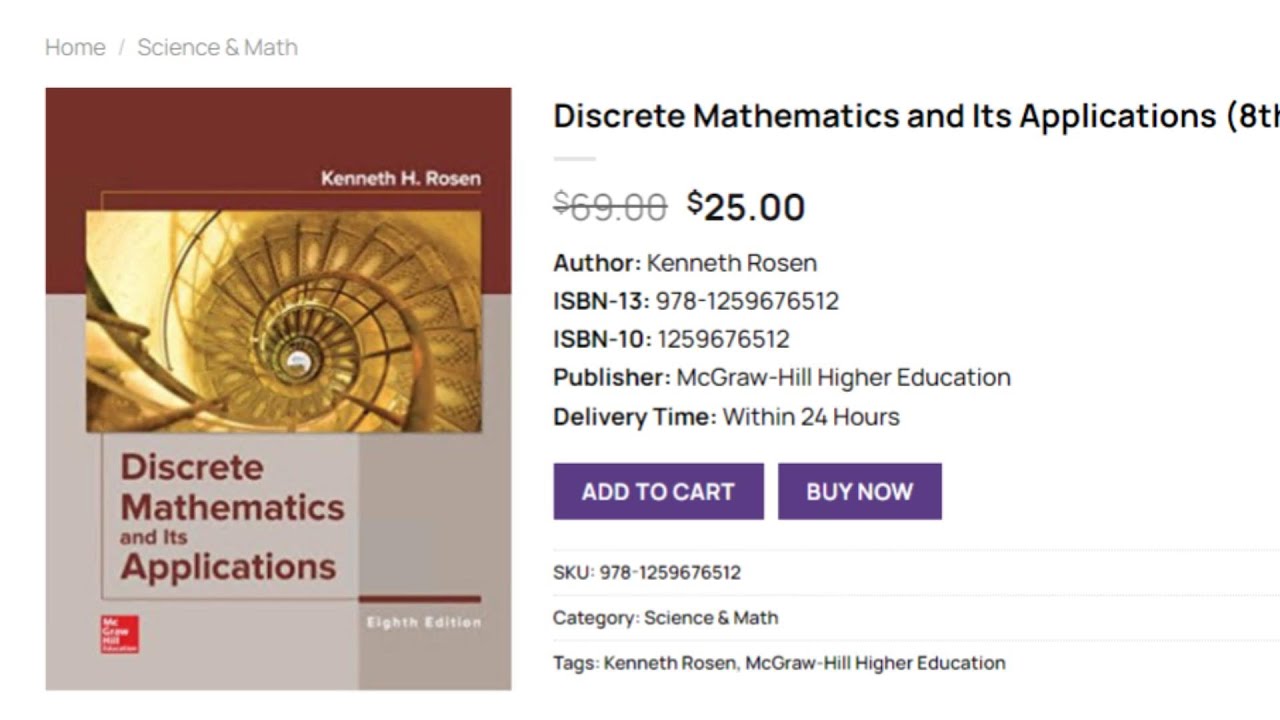 (PDF) Discrete Mathematics and Its Applications (8th Edition) - Price $25 | eBook