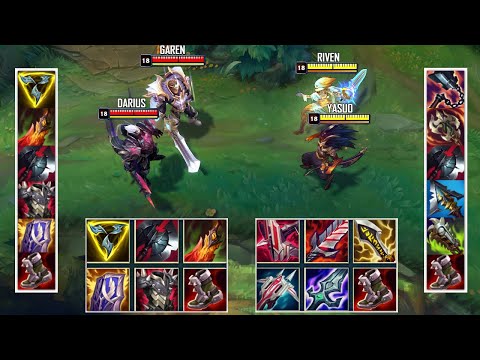 GAREN & DARIUS vs YASUO & RIVEN FULL BUILD FIGHTS & Best Pentakills!