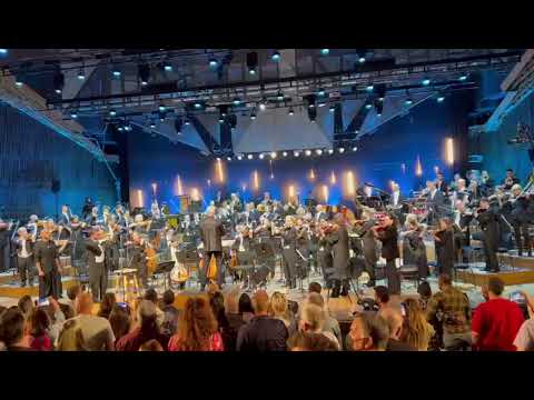 Israel Philharmonic plays Israel's national anthem, Hatikvah.