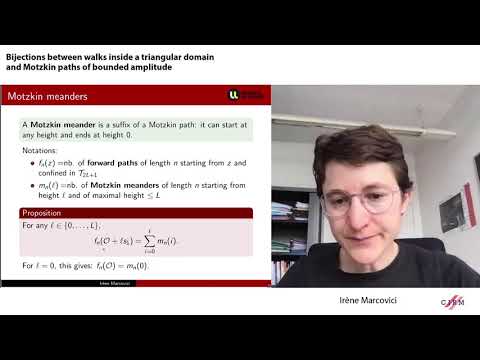 Irène Marcovici: Bijections between walks inside a triangular domain and Motzkin paths of bounded...