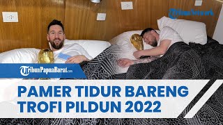 Euforia Piala Dunia 2022: Momen Pamer Lionel Messi Tidur dan Peluk Trofi Piala Dunia 2022