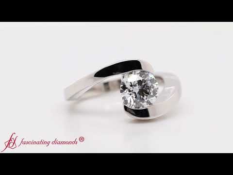 Tension Set Solitaire Lab Diamond Engagement Ring In Platinum