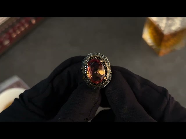 خاتم رجالي فضة استرليني مزين بحجر الموزانيت