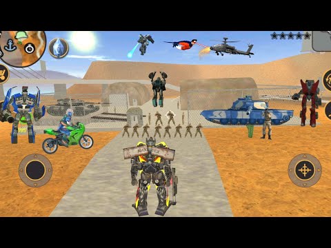 Vegas Crime Simulator (Transformer Fight on Army Base) Transformer Monster Truck vs Army Man - HD