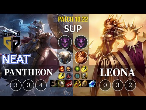 GEN Neat Pantheon vs Leona Sup - KR Patch 10.22