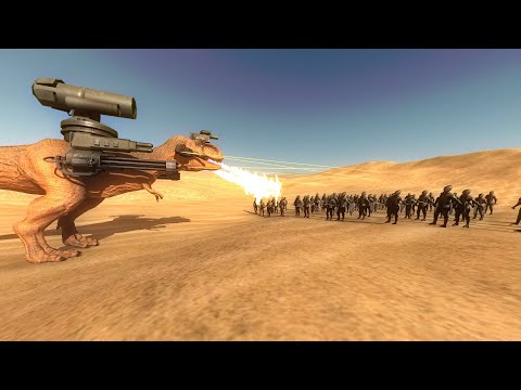 WEAPONIZED T-REX vs ARMIES - Beast Battle Simulator