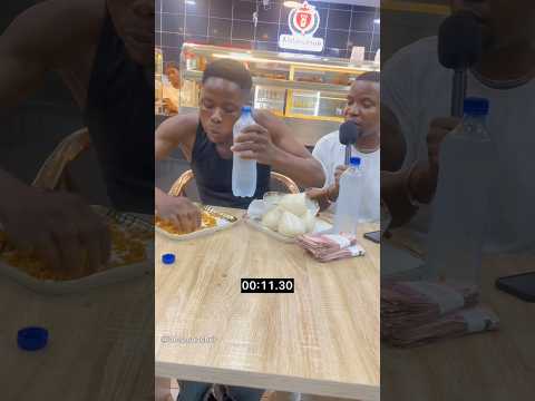 I can’t believe he finished everything, four fufu ,Rice and two table water in one minute