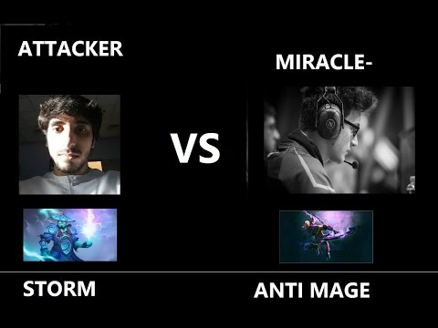 Attacker VS Miracle   Storm VS Anti Mage  High MMR Match ! Dota 2