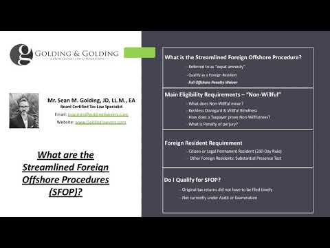 IRS Streamlined Foreign Offshore Procedures: IRS SFOP for non-US Residents. Offshore Penalty Waiver