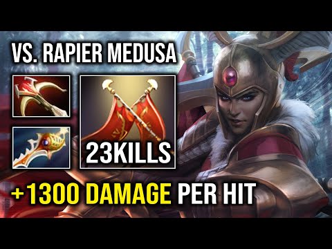 WTF +1300 Damage Per Hit Solo Mid Legion Commander Vs Rapier Medusa Late Game Dota 2