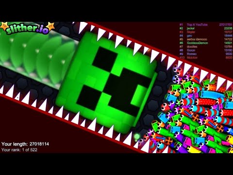 Slither.io A.I Creeper Minecraft Snake vs TINY Pro Snakes - Slitherio Vip Gameplay - WORLD RECORDS