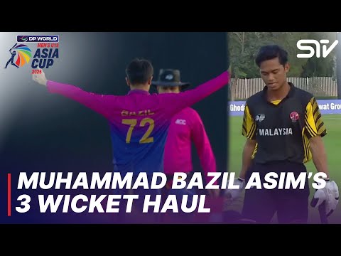 Muhammad Bazil Asim’s 3 Wicket Haul | UAE U-19 vs Malaysia U-19 | Asia Cup Men's U-19 | Match 6|ZI1S