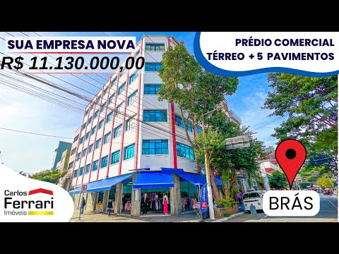 INVESTIMENTO DE ALTO POTENCIAL: PRÉDIO COMERCIAL DE 1.719M² NO BRÁS, COM 6 PAVIMENTOS E 12 BANHEIRO