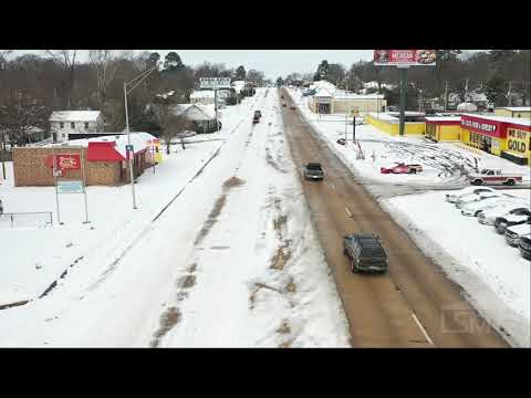 02-16-2021 Texarkana, TX - Drone Footage Reveals Sharp Difference in Snow Removal Between TX & AR
