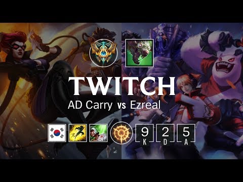 Twitch ADC vs Ezreal - KR Challenger Patch 8.23
