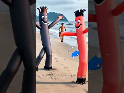 🤣 #FunnyBeachDance | #InflatableDance Party on Beach 🌊🕺 #TrendingShorts #shorts  #youtubeshorts