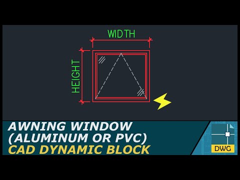 Awning Window (Aluminum or PVC): AutoCAD Dynamic Block (Elevation View)