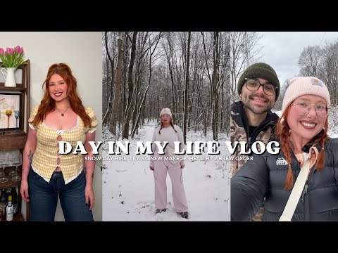 day in my life vlog: snow day hike, trying new makeup products + my new healthy 7 brew order