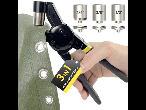 How to use HAPDEN Grommet Tool Kit 1/2 1/4 3/8 Multi-Size Hole Punch