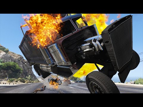 GTA 5 MASSIVE CLOSE UP DUMP TRUCK CRASHES - IMPACT COMPILATION #11