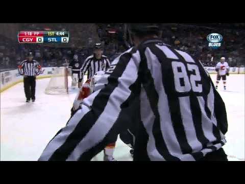 Kris Russell vs Mike Cammalleri fight April 25 2013 Calgary Flames vs St. Louis Blues NHL Hockey