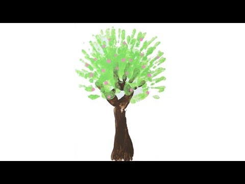 Peinture à doigt: Arbre au printemps
