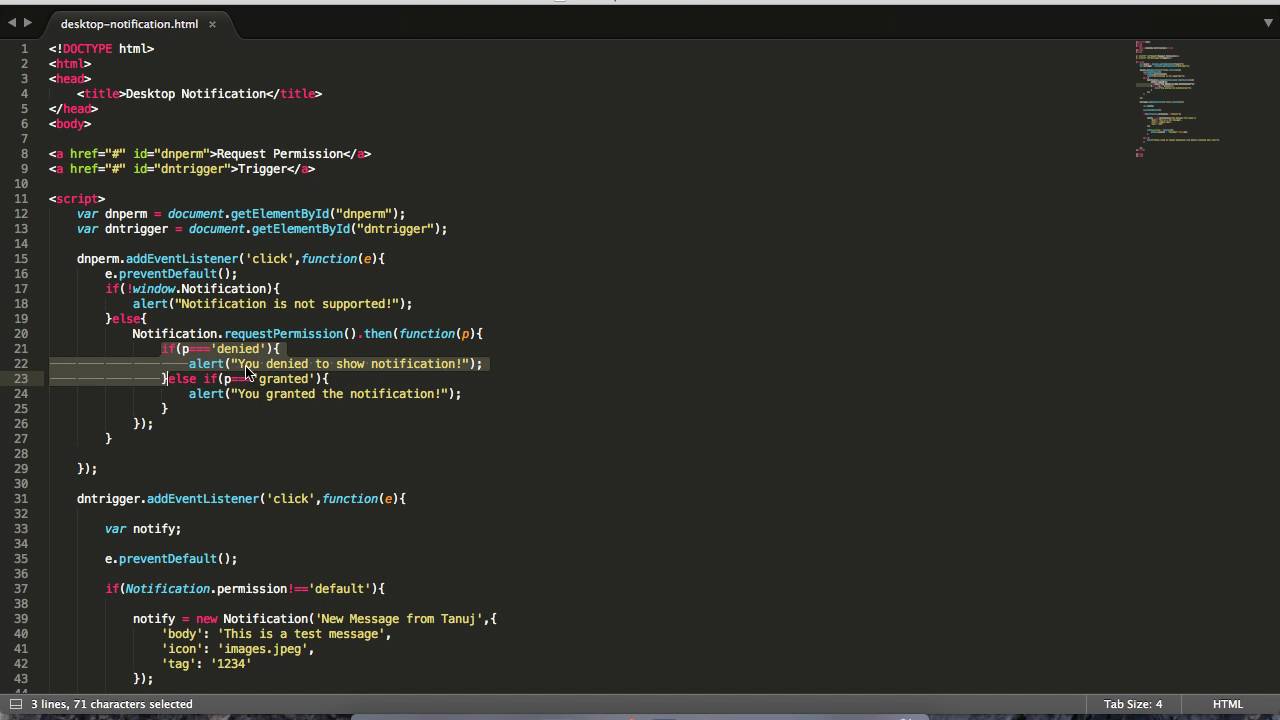 Desktop Notification API HTML5