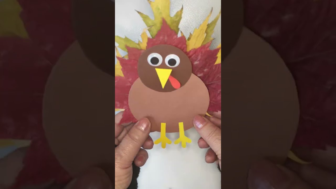 Make Thanksgiving Turkey TOY using REAL Leaves #shorts