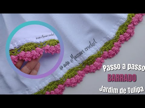 Crochet border, easy. #05, Tulip garden border. #crochetborder #tulips