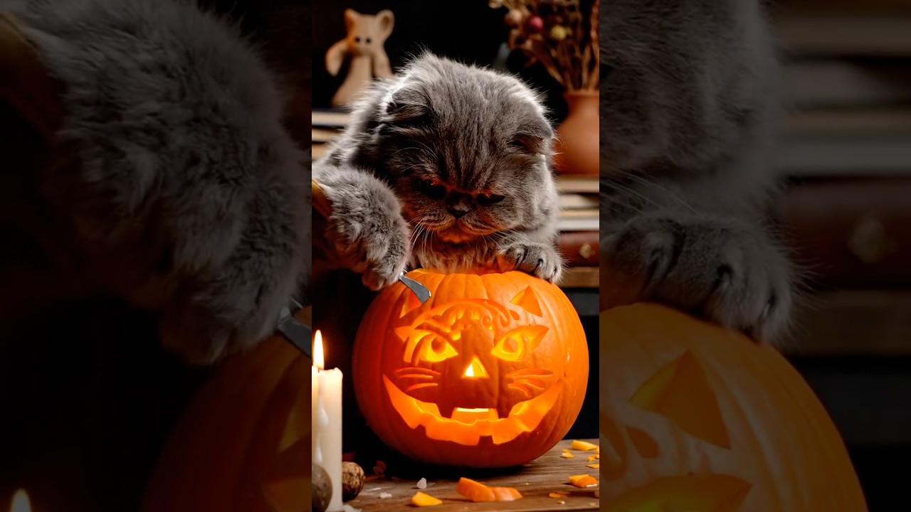 血液型によるジャックオーランタンの作り方 #catvideos  #ハロウィン