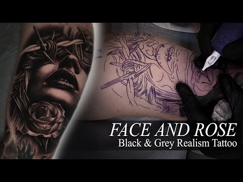 FACE AND ROSE | Tattoo Time-Lapse