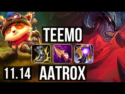 TEEMO vs AATROX (TOP) | Rank 3 Teemo, 8/2/9, 400+ games, Dominating | KR Master | v11.14