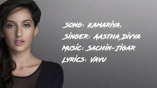 Kamaria Song Lyrics Stree Aashtha Gill Divya Kumar