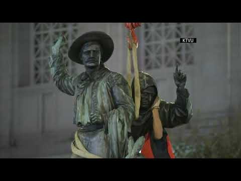 Crews have removed a 19th century statue near San Francisco's City Hall that some have said is racist and demeaning to indigenous people.